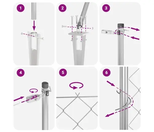 Grandinės Ryšio Tvora Su Stulpais Sidabro 0.6 X 10 M Plienas