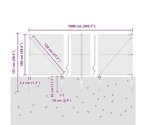 Aiapost Hõbedane 10 X 1 M (40 X 40 Mm Võrk) Teras