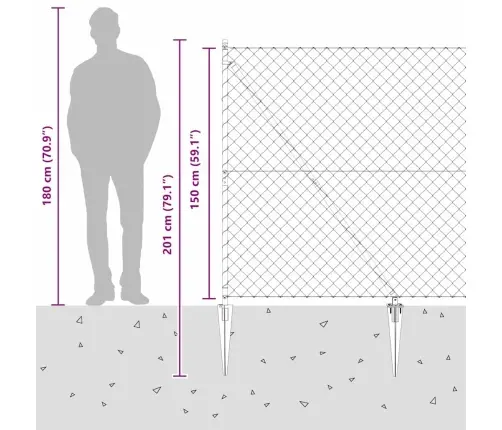 Žoga Stabu Komplekts Sudraba 10 X 1.5 M Cinkots Tērauds Vidaxl