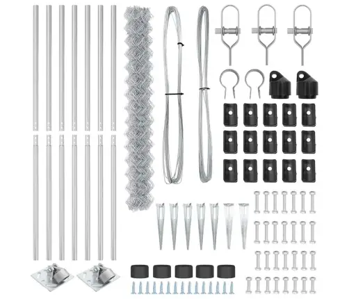 Žoga Stabu Komplekts Sudraba 10 X 1.6 M Cinkots Tērauds Vidaxl
