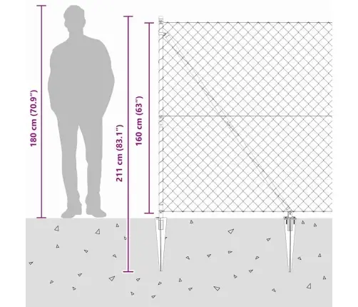 Žoga Stabu Komplekts Sudraba 10 X 1.6 M Cinkots Tērauds Vidaxl