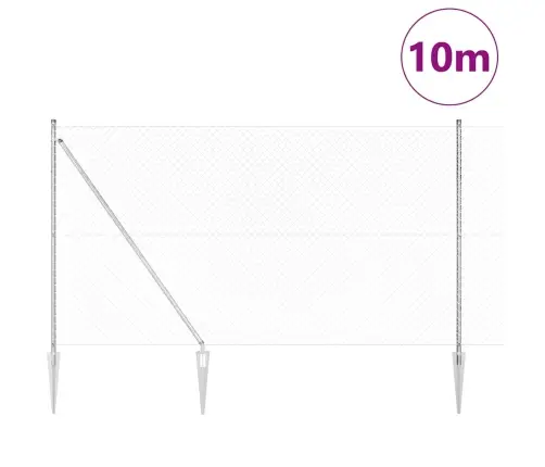 Žoga Stabu Komplekts Sudraba 10 X 1.6 M Cinkots Tērauds Vidaxl