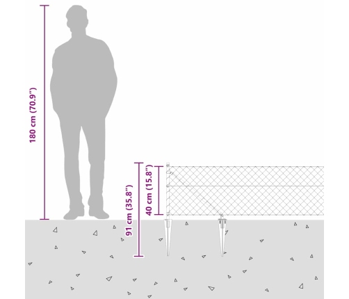 Ķēdes Žogs Ar Stabiem Sudraba 0.4 X 10 M Tērauds Vidaxl