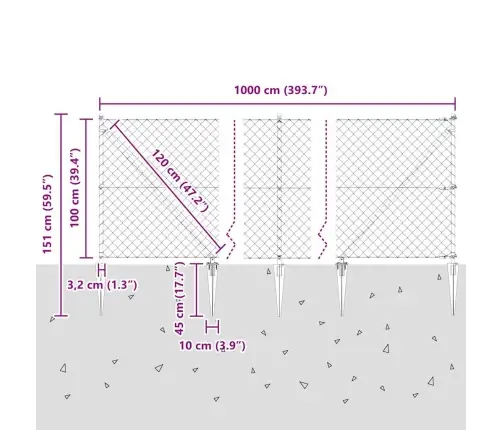 Žoga Stabu Komplekts Sudraba 10 X 1 M Cinkots Tērauds Vidaxl