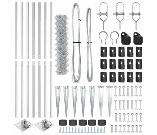 Grandinės Ryšio Tvora Su Stulpais Sidabro 1.2 X 10 M Plienas