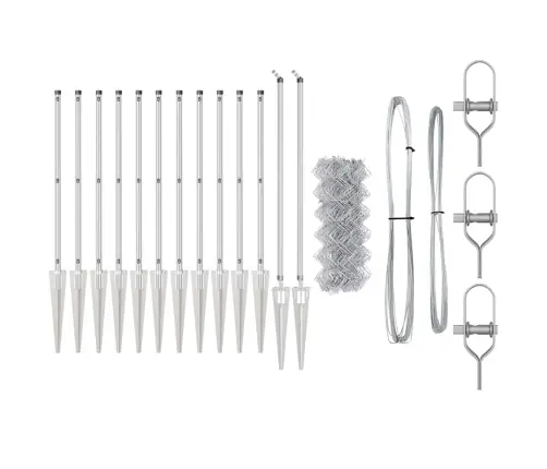 Grandinės Ryšio Tvora Su Stulpais Sidabro 1 X 25 M Plienas