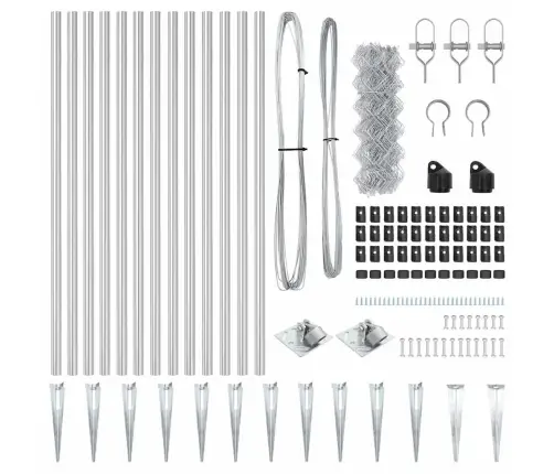 Grandinės Ryšio Tvora Su Stulpais Sidabro 1 X 25 M Plienas