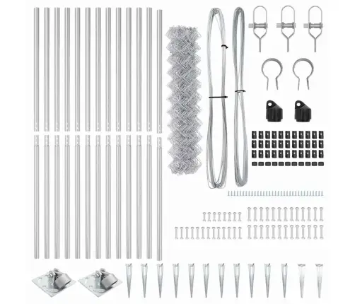 Žoga Stabu Komplekts Sudraba 25 X 1.2 M Cinkots Tērauds Vidaxl