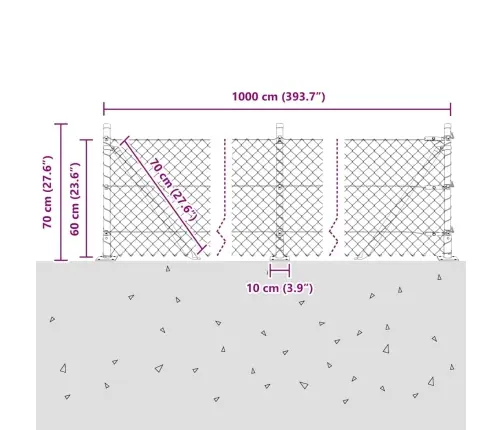 Žoga Stabu Komplekts Sudraba 10 X 0.6 M Cinkots Tērauds Vidaxl