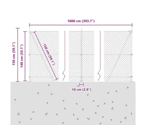 Žoga Stabu Komplekts Sudraba 10 X 1.4 M Cinkots Tērauds Vidaxl