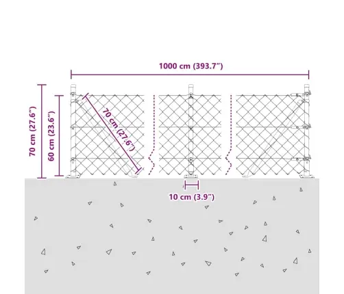 Grandinės Ryšio Tvora Su Stulpais Žalia 0.6 X 10 M Plienas