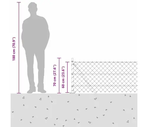 Grandinės Ryšio Tvora Su Stulpais Žalia 0.6 X 10 M Plienas