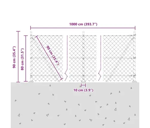Grandinės Ryšio Tvora Su Stulpais Žalia 0.8 X 10 M Plienas