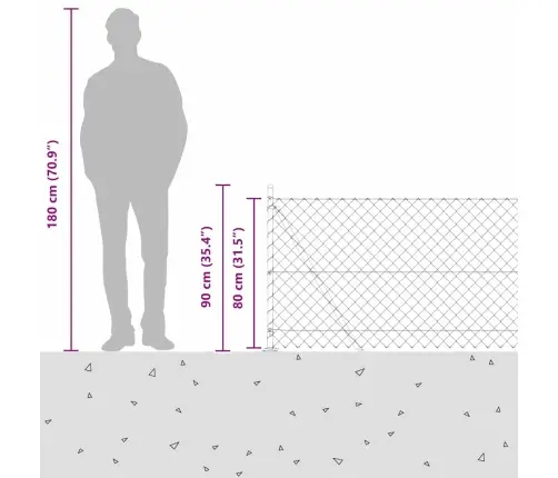 Grandinės Ryšio Tvora Su Stulpais Žalia 0.8 X 10 M Plienas