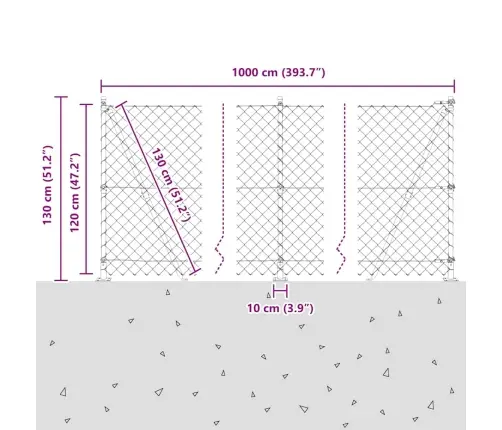 Aiapost Roheline 10 X 1,2 M (60 X 60 Mm Võrku) Terased Ja Pvc