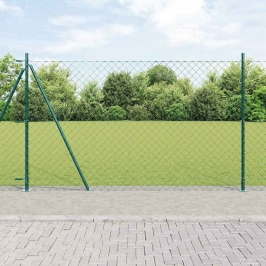 Ķēdes Žogs Ar Stabiem Zaļa 1.6 X 10 M Tērauds Vidaxl