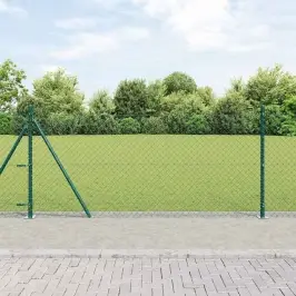Ķēdes Žogs Ar Stabiem Zaļa 1 X 25 M Tērauds Vidaxl