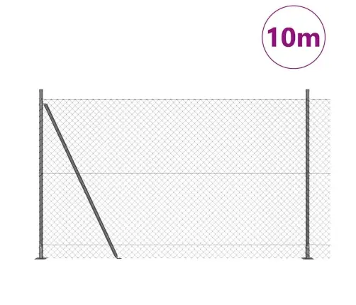Žoga Stabu Komplekts Sudraba 10 X 1.5 M Cinkots Tērauds Vidaxl