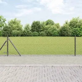 Ķēdes Žogs Ar Stabiem Pelēka 0.4 X 25 M Tērauds Vidaxl