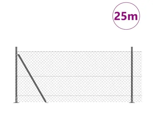 Žoga Stabu Komplekts Sudraba 25 X 1 M Cinkots Tērauds Vidaxl