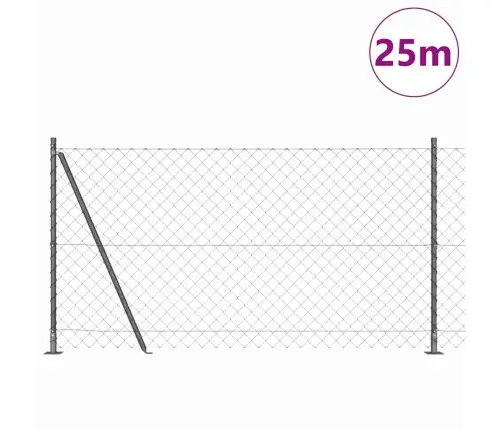 Žoga Stabu Komplekts Sudraba 25 X 1.2 M Cinkots Tērauds Vidaxl