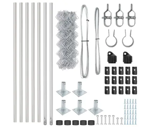 Žoga Stabu Komplekts Sudraba 10 X 0.6 M Cinkots Tērauds Vidaxl