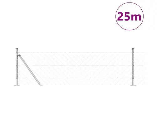 Žoga Stabu Komplekts Sudraba 25 X 0.4 M Vidaxl