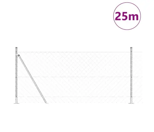 Žoga Stabu Komplekts Sudraba 25 X 1 M Cinkots Tērauds Vidaxl