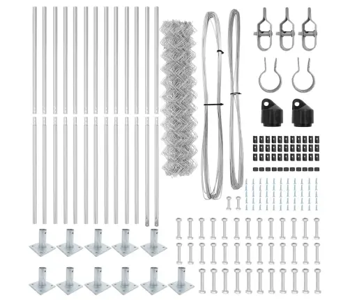 Žoga Stabu Komplekts Sudraba 25 X 1.2 M Cinkots Tērauds Vidaxl