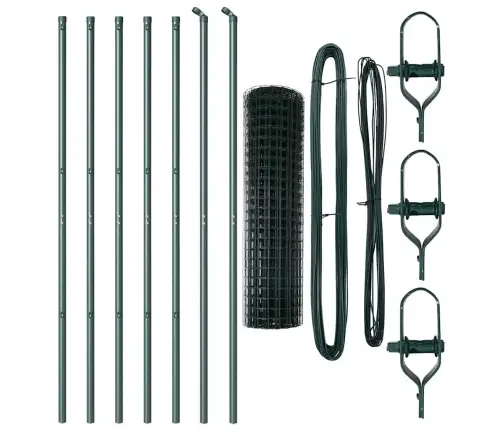 Tvora Su Stulpais Žalia 1 X 10 M Plienas Ir Pvc