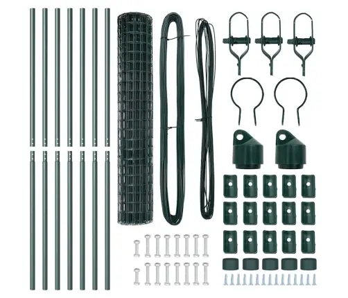 Eiropas Žogs Ar 7 Stabiem 1.6X10 M Galvanizēts Tērauds Zaļš Vidaxl