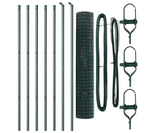 Tvora Su Stulpais Žalia 1,5 X 10 M Plienas Ir Pvc