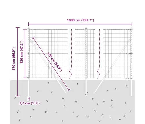 Tvora Su Stulpais Žalia 1.2 X 10 M Plienas