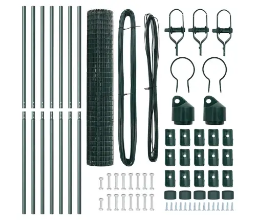 Eiropas Žogs Ar 7 Stabiem 1.5X10 M Galvanizēts Tērauds Zaļš Vidaxl