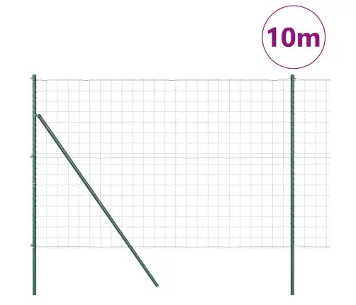 Eiropas Žogs Ar 7 Stabiem 1.5X10 M Galvanizēts Tērauds Zaļš Vidaxl