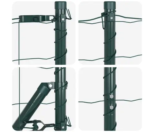 Eiro Žogs Ar 7 Stabiem 1.6X10 M Galvanizēts Tērauds Zaļš Vidaxl