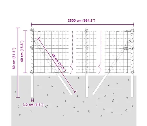 Eiropas Žogs Ar 13 Stabiem 0.4X25 M Cinkots Tērauds Zaļš Vidaxl