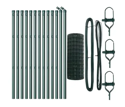 Euro Žogs Ar 13 Stabiem 0.6X25 M Cinkota Tērauda Zaļš Vidaxl