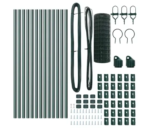 Euro Žogs Ar 13 Stabiem 0.6X25 M Cinkota Tērauda Zaļš Vidaxl