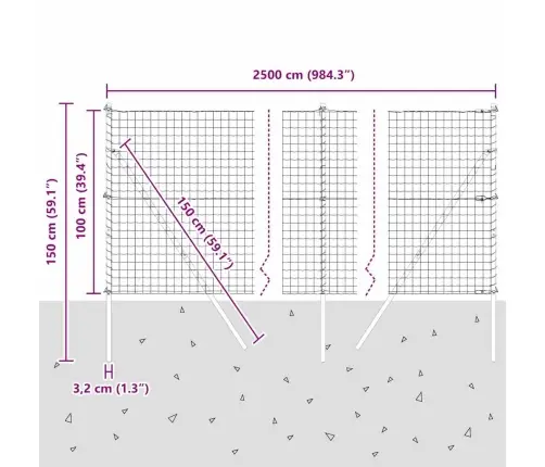 Euro Žogs Ar 13 Stabiem 1X25 M Cinkots Tērauds Zaļš Vidaxl
