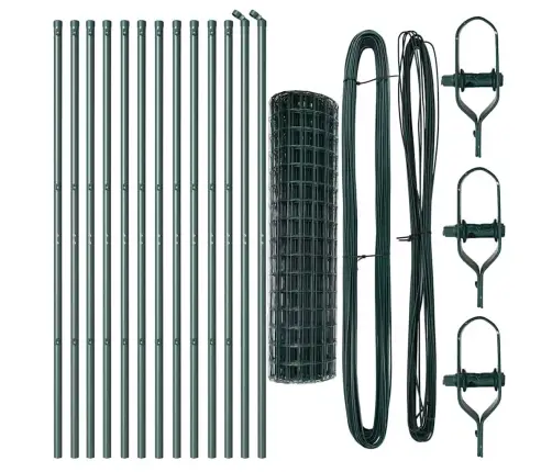 Euro Žogs Ar 13 Stabiem 1X25 M Cinkots Tērauds Zaļš Vidaxl