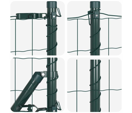 Eiro Žogs Ar 13 Stabiem 0.6X25 M Cinkots Tērauds Zaļš Vidaxl
