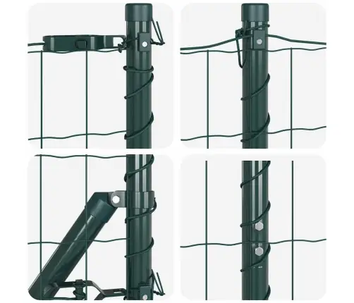Eiropas Žogs Ar 13 Stabiem 1X25 M Cinkota Tērauda Zaļš Vidaxl