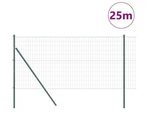 Eiropas Žogs Ar 13 Stabiem 1.2X25 M Cinkots Tērauds Zaļš Vidaxl
