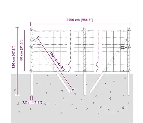 Tvora Su Stulpais Žalia 0,8 X 25 M Plienas