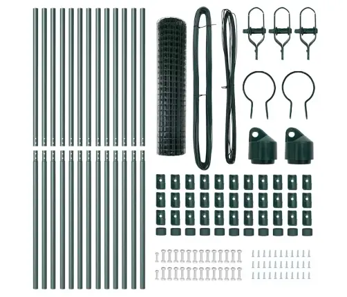 Eiropas Žogs Ar 13 Stabiem 1.2X25 M Galvanizēta Tērauda Zaļš Vidaxl