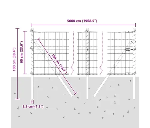 Tvora Su Stulpais Žalia 0.6 X 50 M Plienas