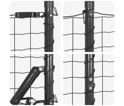 Eiropas Žogs Ar 7 Stabiem 1.6X10 M Cinkots Tērauds Pelēks Vidaxl