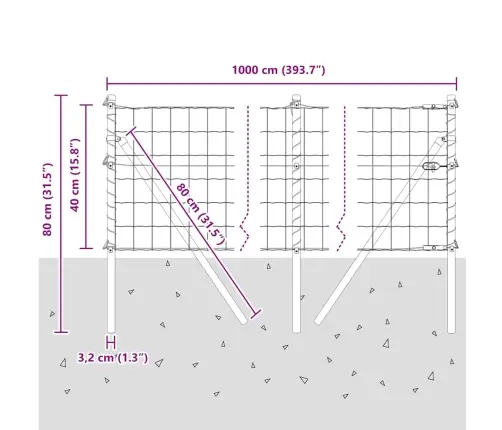 Euro Žogs Ar 7 Stabiem 0.4X10 M Cinkots Tērauda Pelēks Vidaxl
