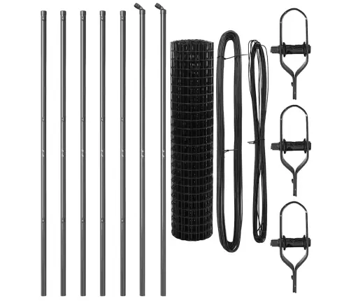 Tvora Su Stulpais Pilka 1,4 X 10 M Plienas Ir Pvc